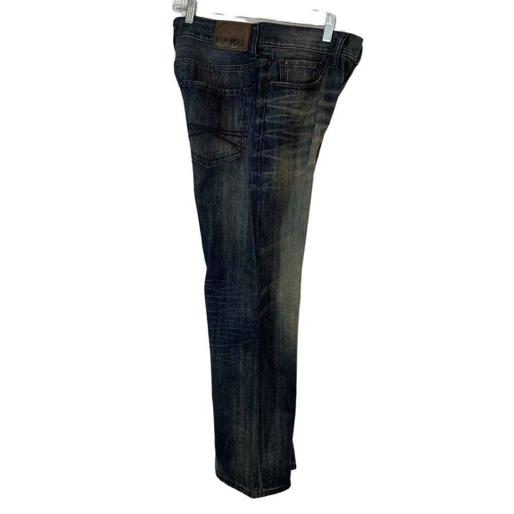 Express Jeans Mens 30 x 30 Blue Blake Boot Cut Loose Fit Actual 32 x 28.5 Pants - Picture 3 of 10